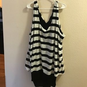 Torrid Black White Striped Layered Tank -Size 4