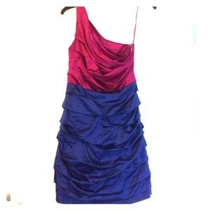 Pink and blue one shoulder Express dress