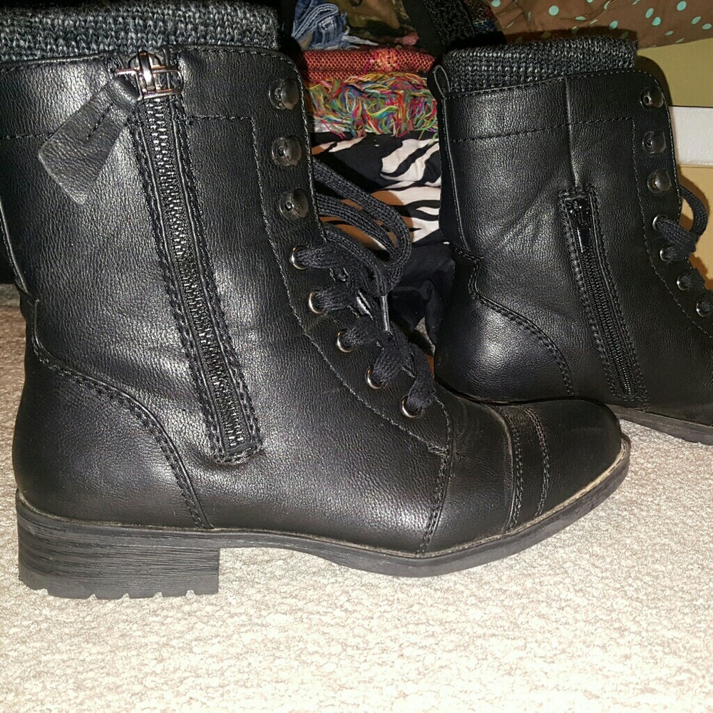 Black combat boots