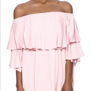 DO+BE shoulder off pink dress