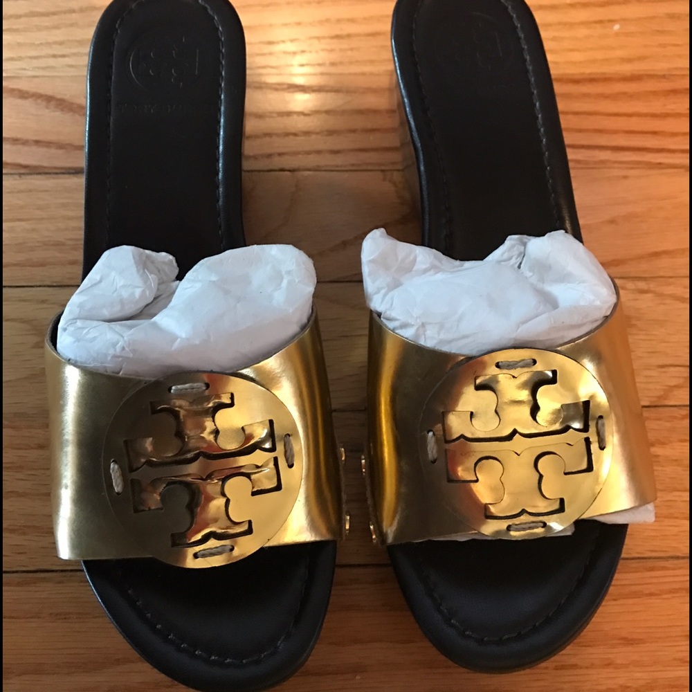 Tory Burch Gold Mule Slides