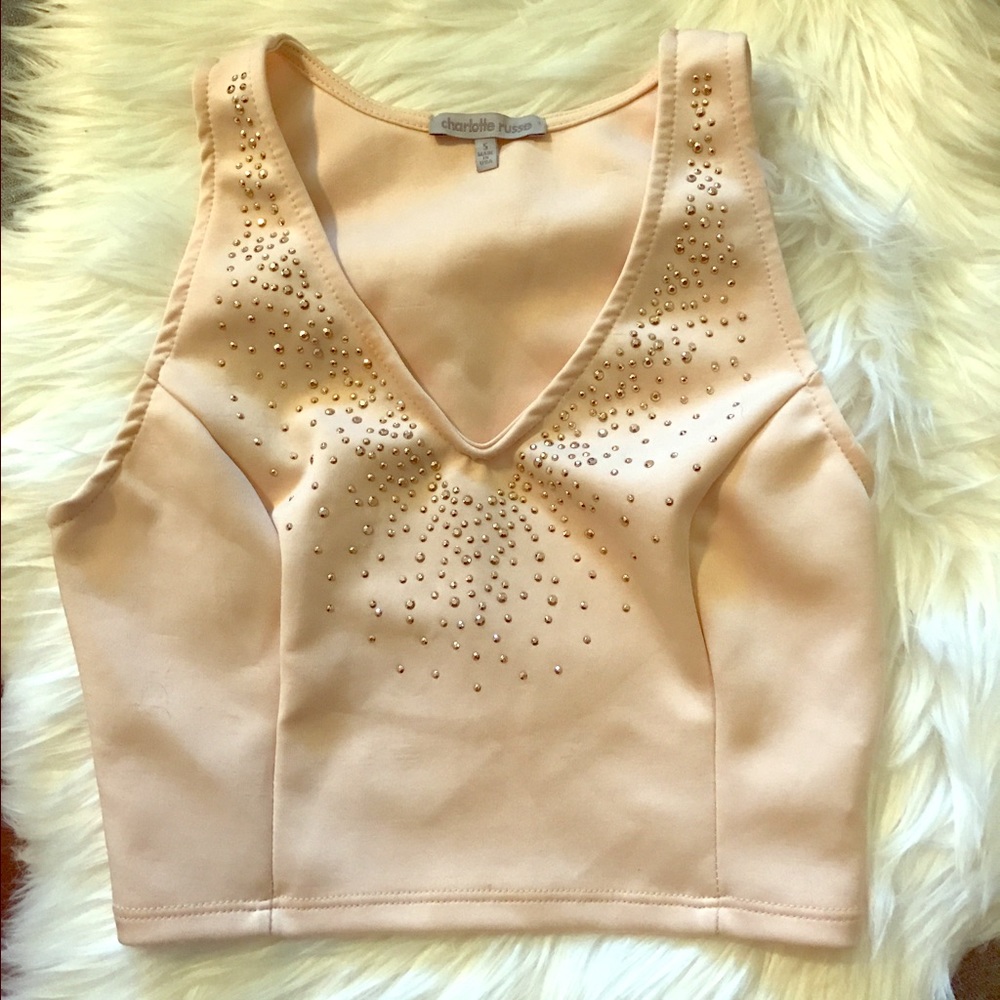 Charlotte Russe embellished crop top - size SMALL