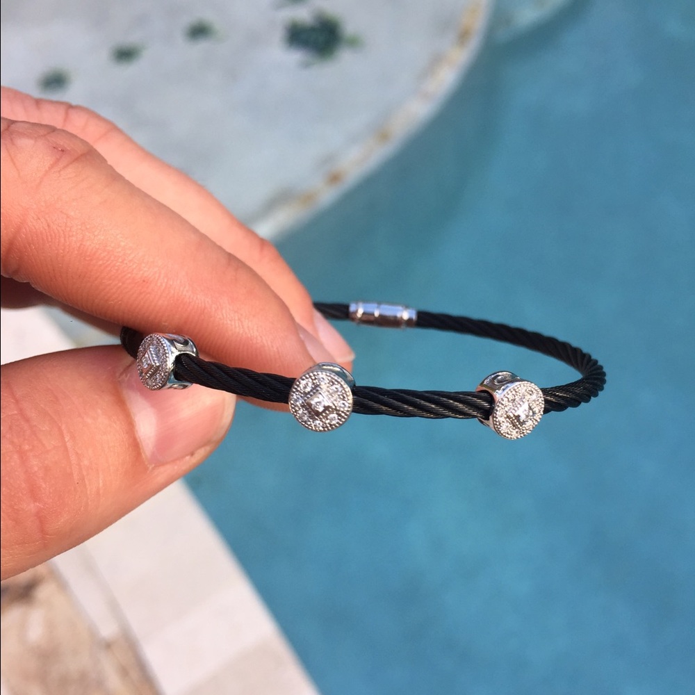 Charriol bracelet with 3 Pavé diamond sections