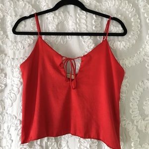 red silky brandy melville tank
