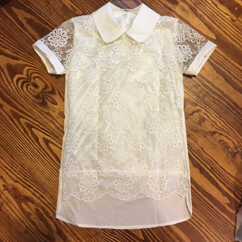Sheer Lace Collared Shirt