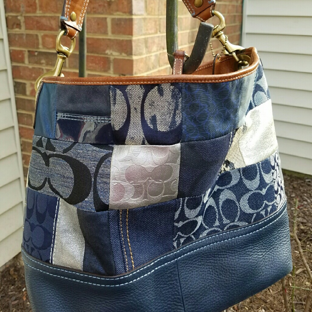 Coach denim mix leather bag