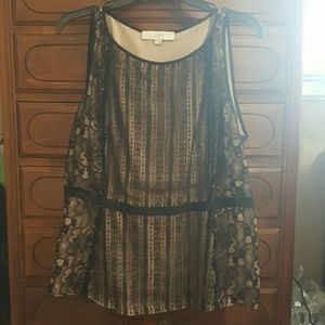 Black and nude lace top