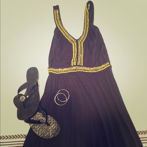 Black and yellow beads maxi dress