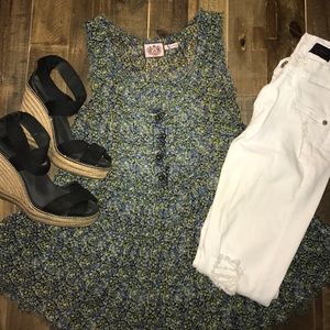 Floral flowy silk tank