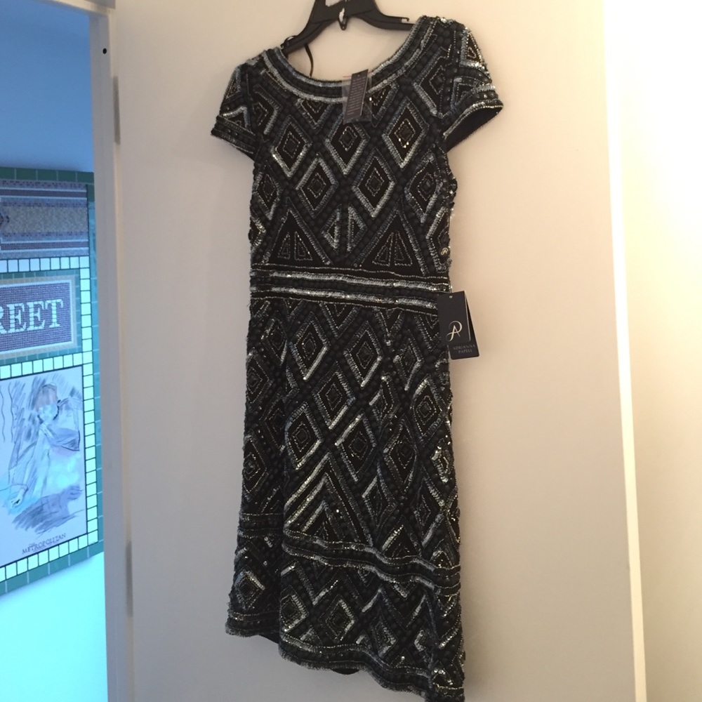 NWT Black & Silver Beaded Cocktail Dress