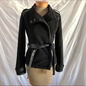 Bebe faux leather wool jacket