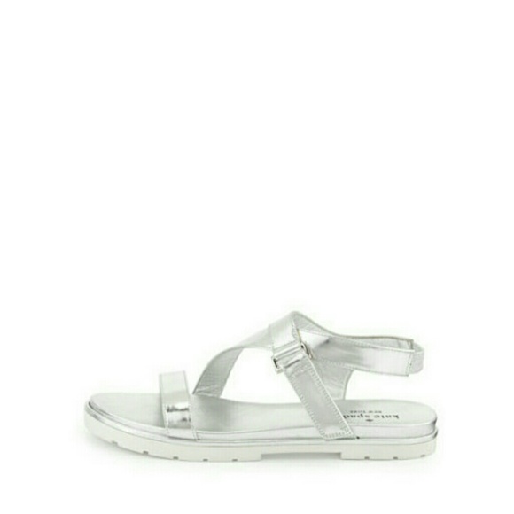 SOLD KATE SPADE Mckee Flat Sandal Silver Leather - Picture 2 of 8