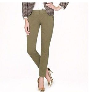 J Crew Andie Chino Skinny Ankle Green Cotton Khaki