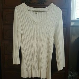 Sweater with Vertical Braided Pattern