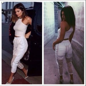 Avelon White Mesh and Leather Trousers