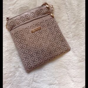 Taupe eyelet cross body bag