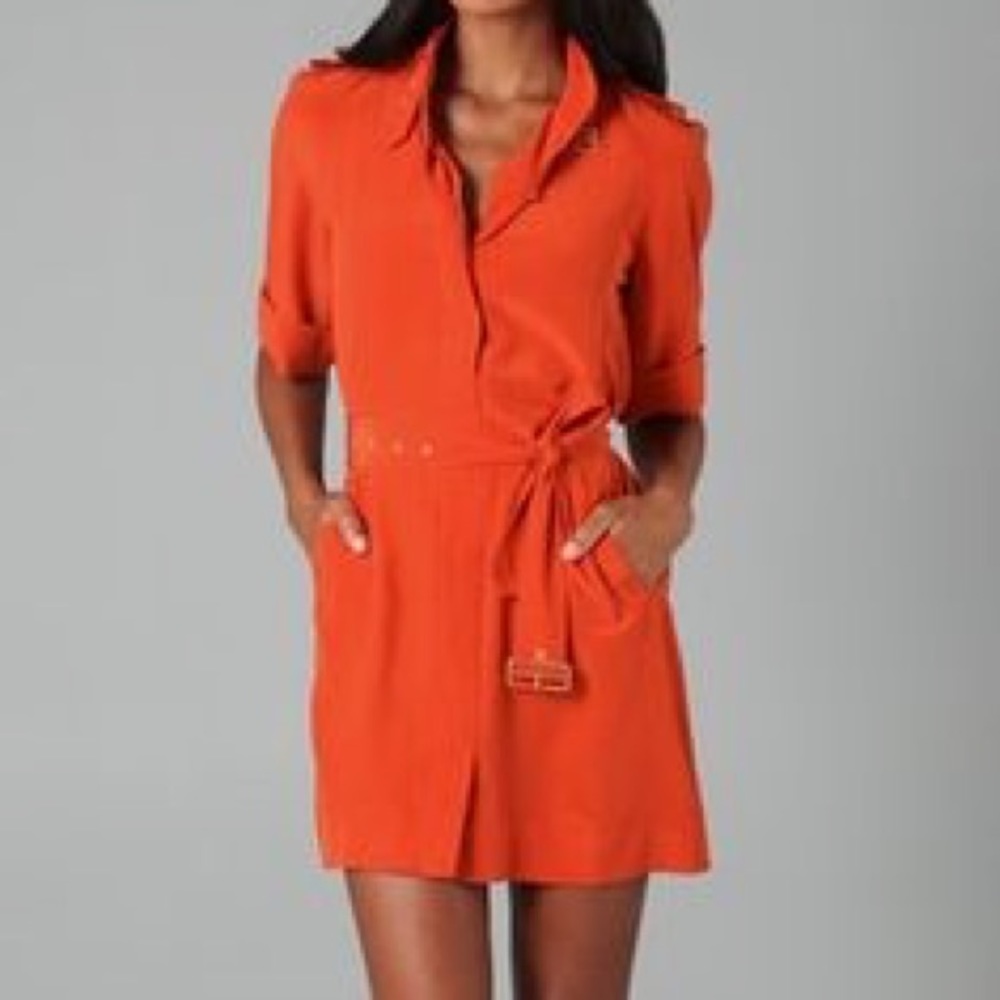 DVF orange trench style dress