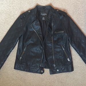 Leather bomber jacket