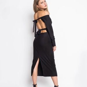 Black Classy Dress with an Open Back