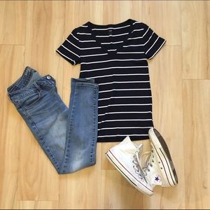 Gap Striped V-neck Tee