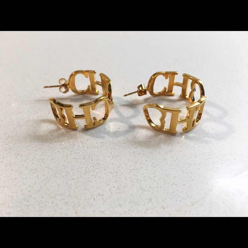 Carolina Herrera CH Cutout Logo Hoop Earrings