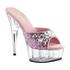 Glitter Pleaser platform heels