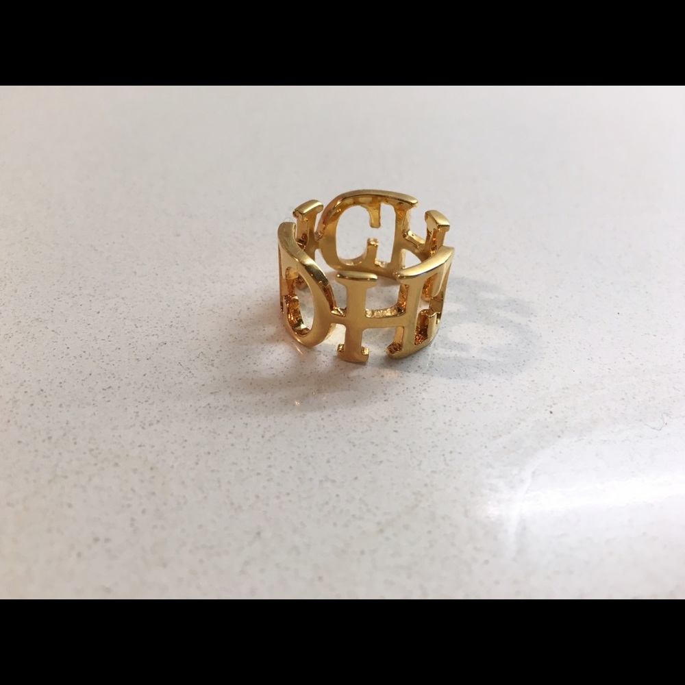 Carolina Herrera CH Cutout Logo Band Ring