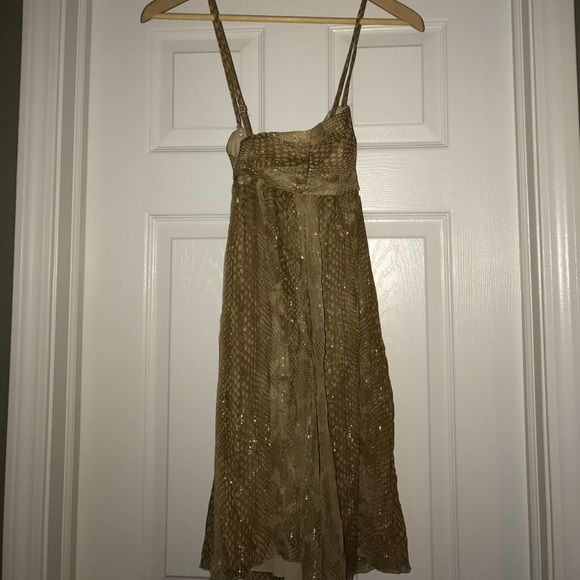 Express gold sparkly babydoll dress - Picture 3 of 3