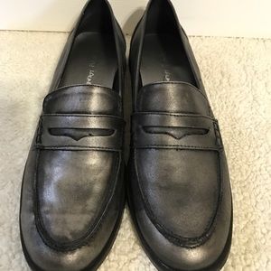 Silver Metallic Penny Loafers