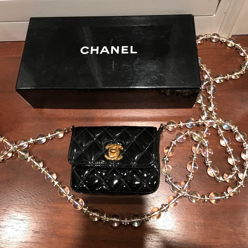 Chanel Patent Leather Jeweled Cross Body Bag