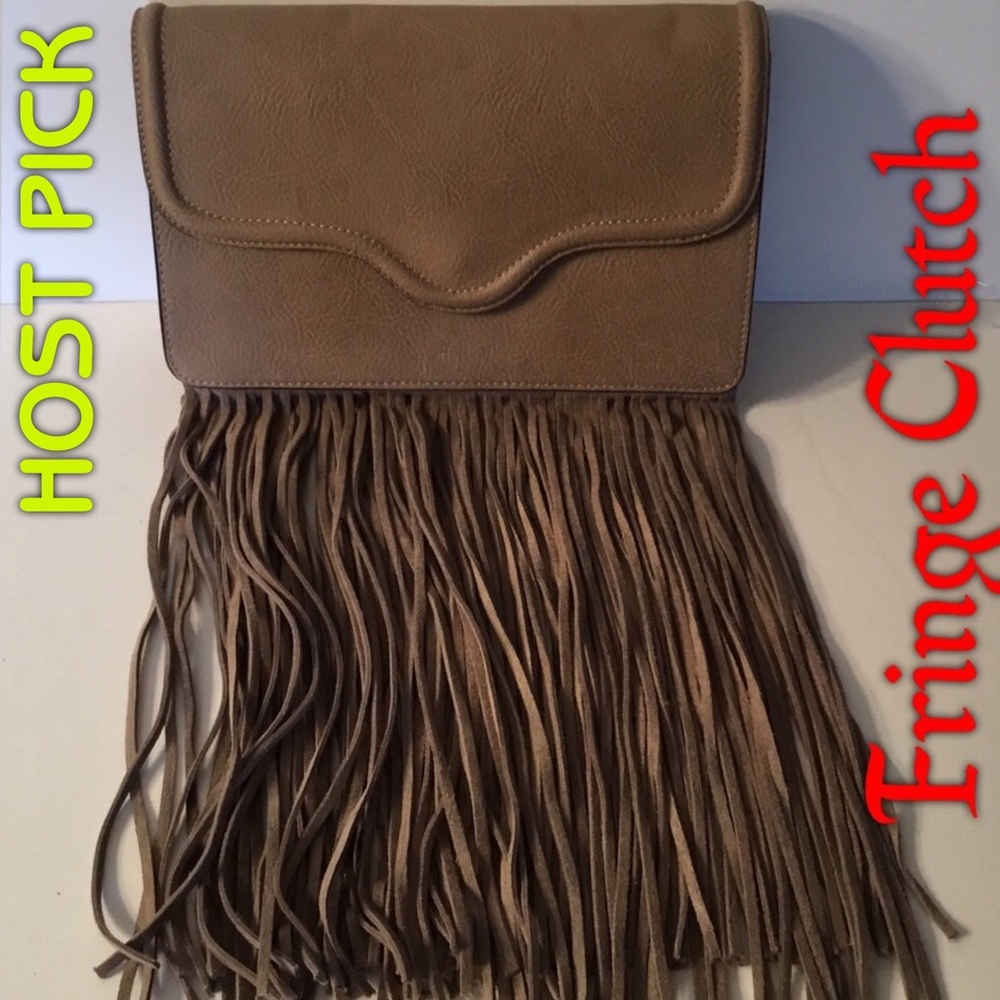 Genuine Suede Fringe Clutch