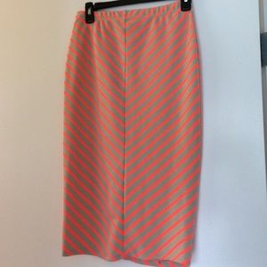 NWT Tan and neon orange striped pencil skirt