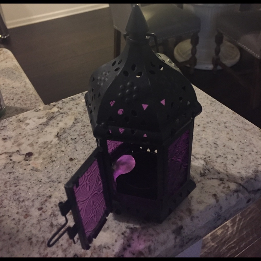 Pier 1 candle holder. About 10 in tall