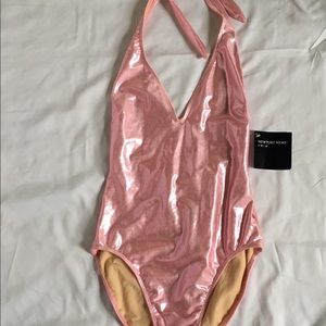 Pale Pink Shimmery One Piece Swim Suit