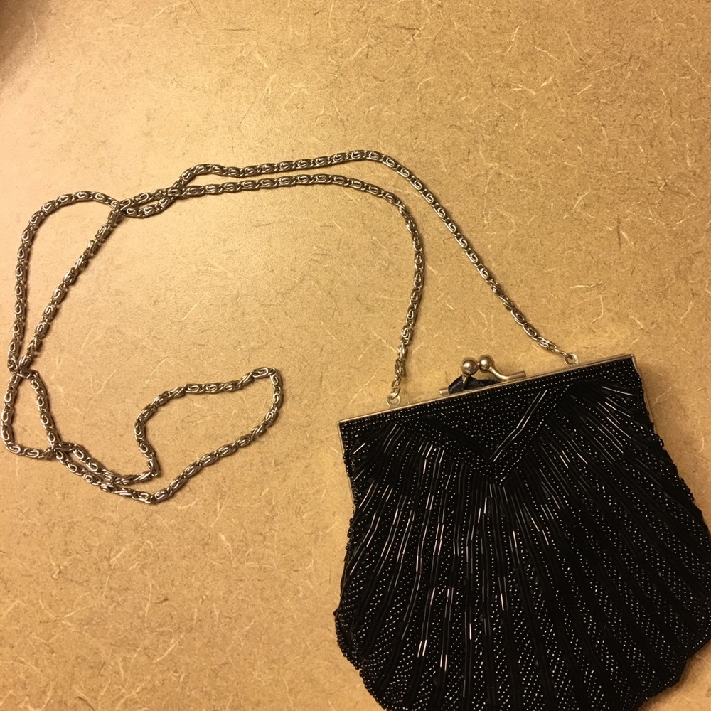 Black Beaded Clutch