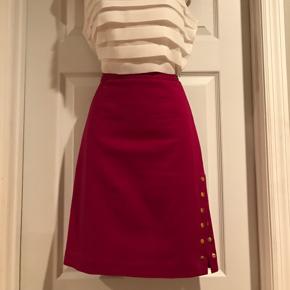 Cranberry Pencil Skirt with Gold Stud Detail Sz 8P