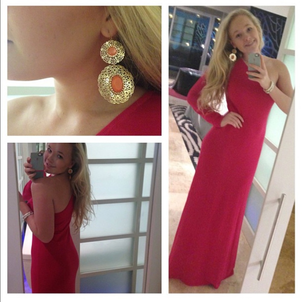 BCBG one shoulder pink maxi dress - size medium