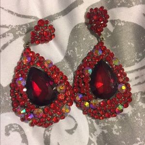 Red gem earrings