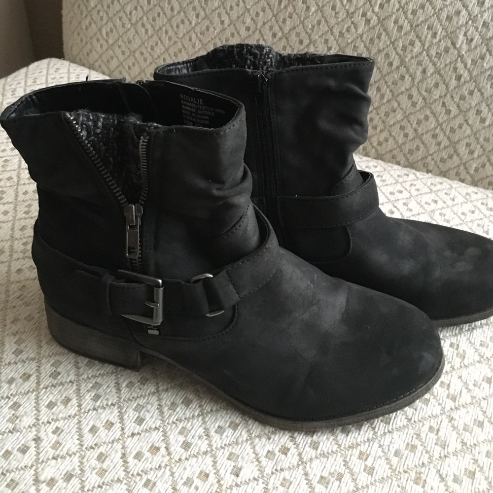 Suede Black Booties