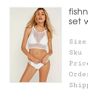 Missguided 3 piece fishnet crop bikini white