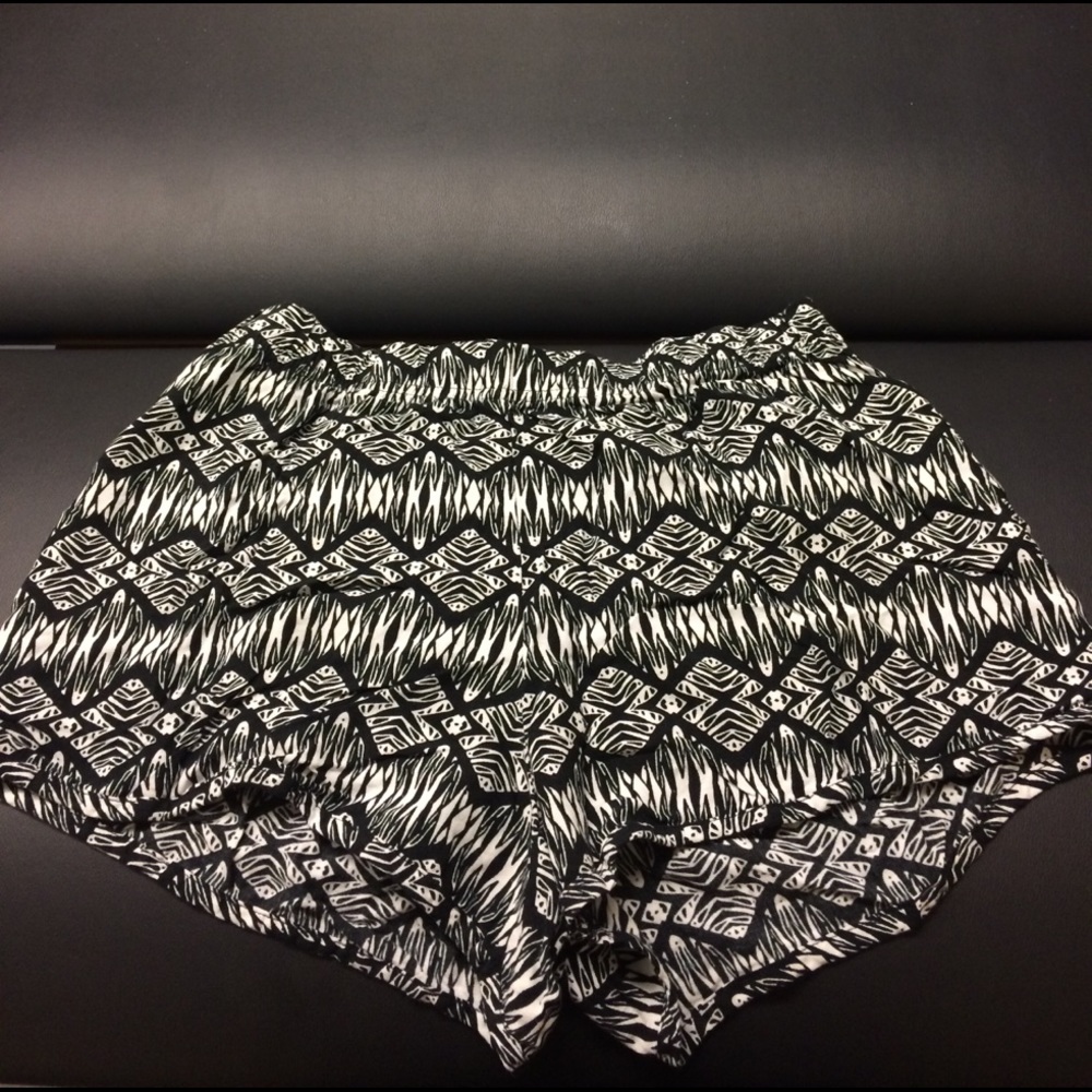 Black and white beach shorts