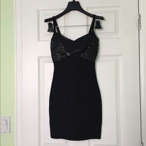 Guess Black Sequined Bandage Dress
