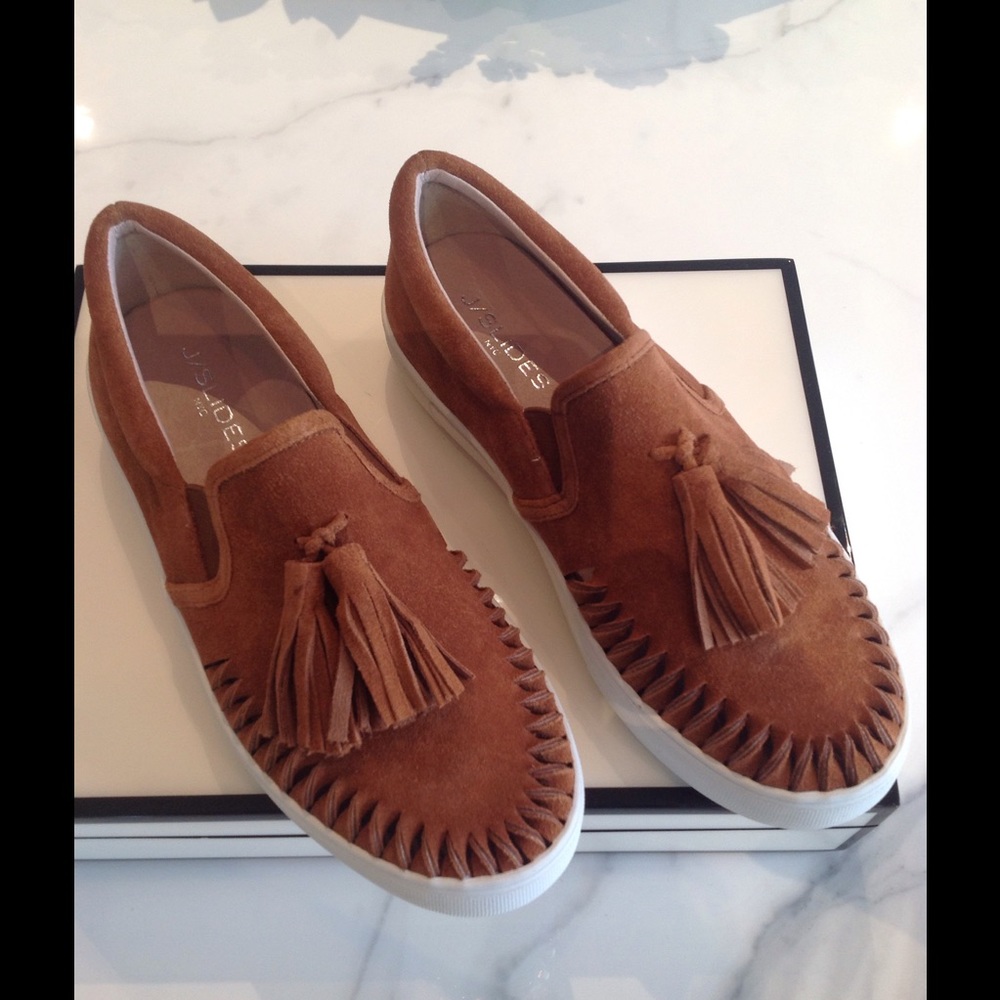 Brand new, never worn J. Slides tassel slip-ons