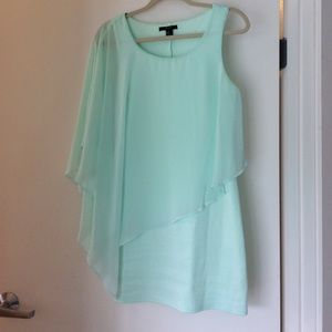 Mint green sheer one sleeve dress