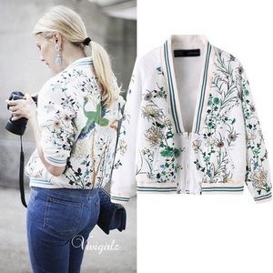Floral print silky bomber