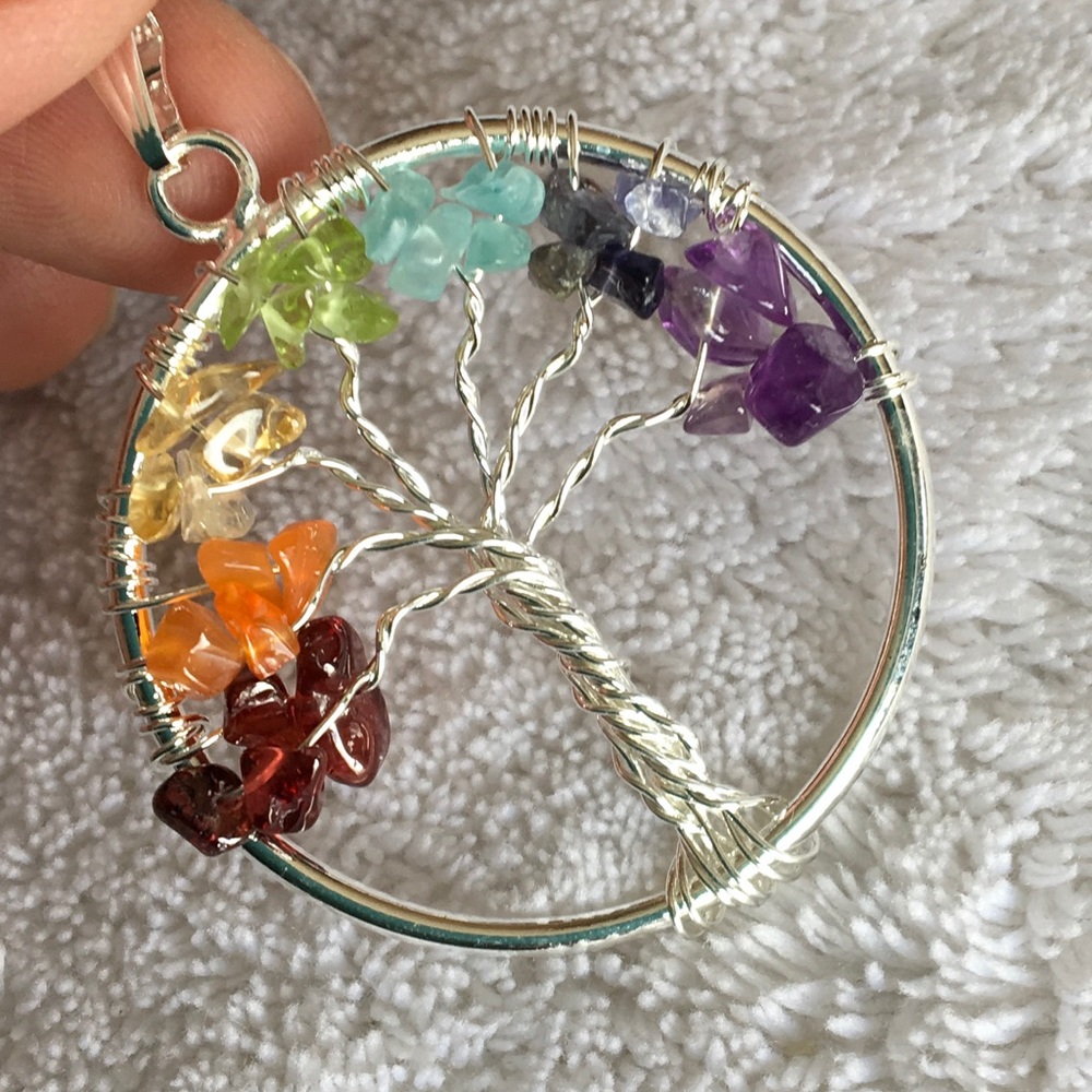 Genuine Chakra Tree of Life - Real stones w/violet