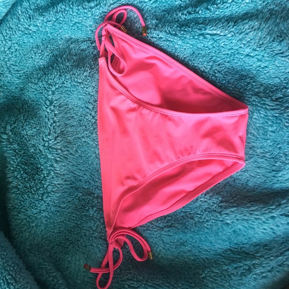 Hot pink bikini bottoms with gold ends!