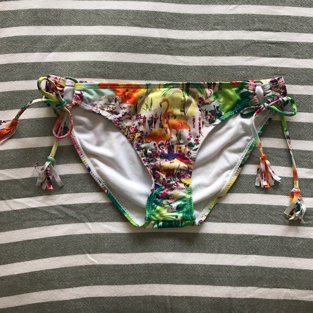 Flamingo tropical print bikini bottom