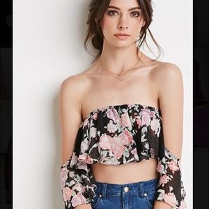 Floral off the shoulder crop top