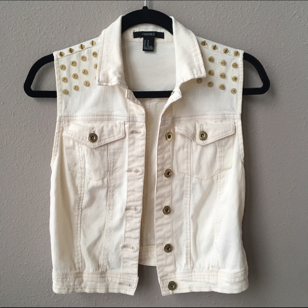 Forever 21 Cream Studded Vest